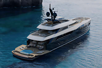 create a custom 3d yacht or boat design with realistic renders