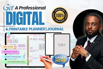 design hyperlinked planner, digital journal, ebook template, goodnotes