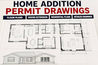 provide home addition permit drawing floor plan house extension residential plan