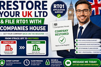 restore your uk limited company and file rt01  with companies house