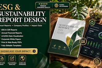 write design your esg eia lca, sustainability annual report, company profile csr