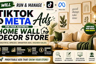 run and manage tiktok meta ads for your aesthetic home wall art decor store
