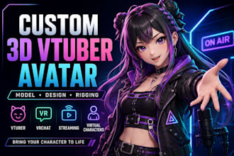 do 3d vtuber avatar model, vtuber model, vr character design in blender