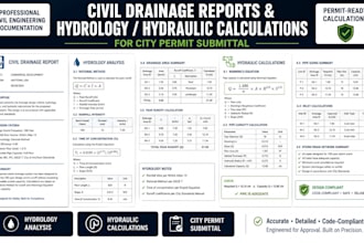 prepare civil drainage reports and hydrology hydraulic calc for city permit subm