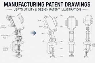 create mechanical invention patent drawings, uspto cad design utility figures