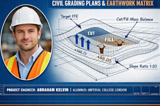 create civil grading plans and cut and fill earthwork calculations