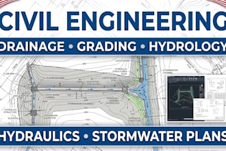 do civil engineering drainage, grading plan drawing, flood hydrology, hydraulics