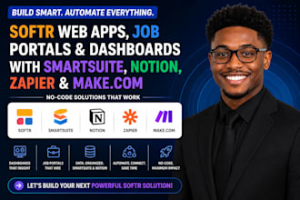 do softr smartsuite notion zapier make com job portal dashboard softr web app