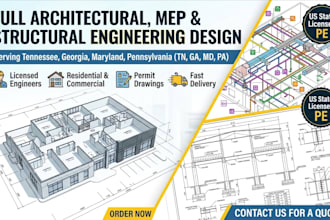 full architectural plan, mep design, structural civil engineering in tn ga md pa