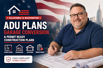 draw ca and wa adu plans garage conversion plans