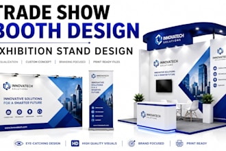 design premium 3d trade show booth and exhibition stand with booth graphics