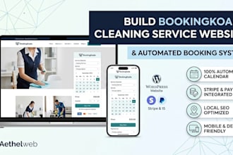 bookingkoala website, booking website, house cleaning website and booking system