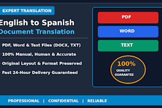 translate your document, pdf, or word file into spanish
