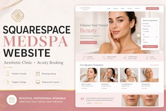 design squarespace medspa aesthetic clinic website with acuity booking