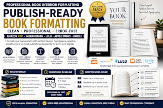 format your ingramspark, lulu, apple book, amazon KDP book