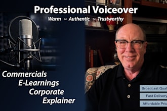 record a professional male voiceover for commercials, e learning, or narration