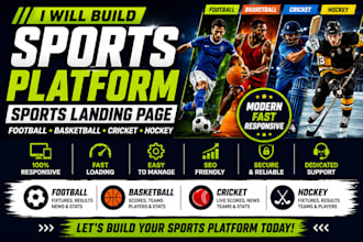 build sports website sports landing page football basketball cricket hockey