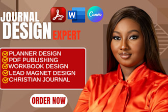 design a professional journal, planner, or notebook