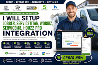 setup jobber servicetitan field service workiz servicem8 houzz pro integration