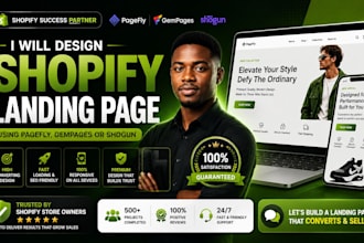 design shopify landing page using pagefly gempages or shogun