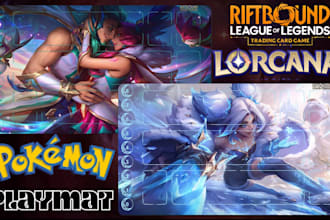 design custom playmat illustration for tcg,mtg, pokemon trainer, board game art