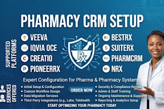 setup pharmacy crm veeva iqvia oce creatio pioneerrx bestrx suiterx pharmcrm nrx