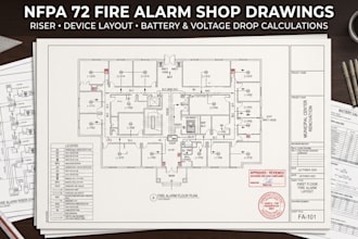 design nfpa 72 fire alarm shop drawings riser and calculations