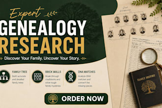 do expert genealogy research for your family tree, brick walls and dna matches