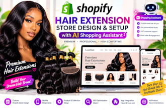 design hair extension shopify store  wig website with ai sales agent