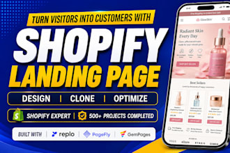 create or clone  shopify landing page or lovebble to shopify by replo gempages