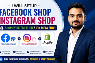setup facebook shop, instagram shop, shop integration and fix social media shops
