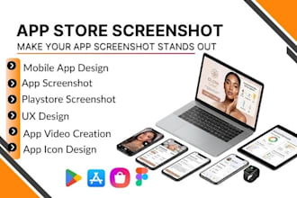 design app store screenshots for ios and android, google play app, app store UI