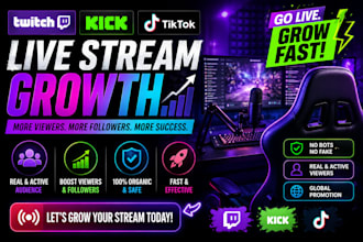 do twitch kick tiktok livestream promotion, increase liveviewers and engagement