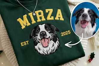 do custom pet embroidery digitizing, dog digitizing, cat digitizing