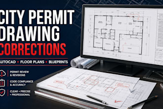 fix city permit drawing corrections, update autocad floor plans and blueprint