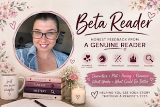 beta read your romance, fantasy, dystopian or mystery book