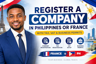 register a company in philippines or france with tax, vat and business permits
