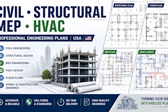 civil structural engineering mep hvac floor plan in USA