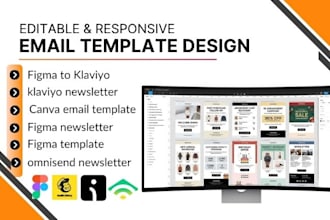 design editable newsletter email template, figma to klaviyo omnisend in 24hrs