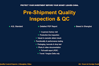 conduct professional pre shipment quality inspection in china