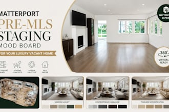 create a matterport pre mls staging mood board for your luxury vacant home