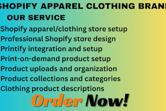 create shopify store apparel brand setup design printify printiful  tshirt