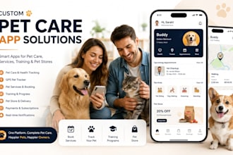 build custom pet care app, pet tracker app, pet service app, pet training app