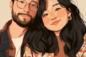 couple portrait wedding portrait illustration