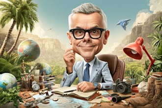 singel funny caricature professional business caricature