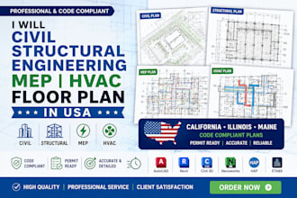 civil structural engineering mep hvac floor plan in USA