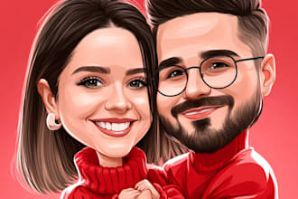create professional caricatures for couples or wedding gift