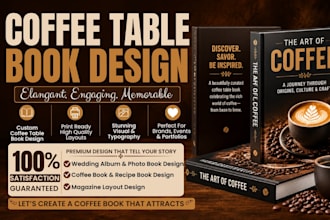 design luxury coffee recipe table book, wedding birthday album collage for print