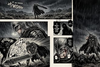 manga page custom dark berserk style art in high quality