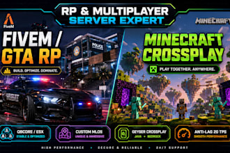 build fivem server dev gta rp qbcore esx minecraft crossplay custom java plugin